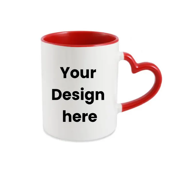 White Mug With Color Inside & Heart Handle